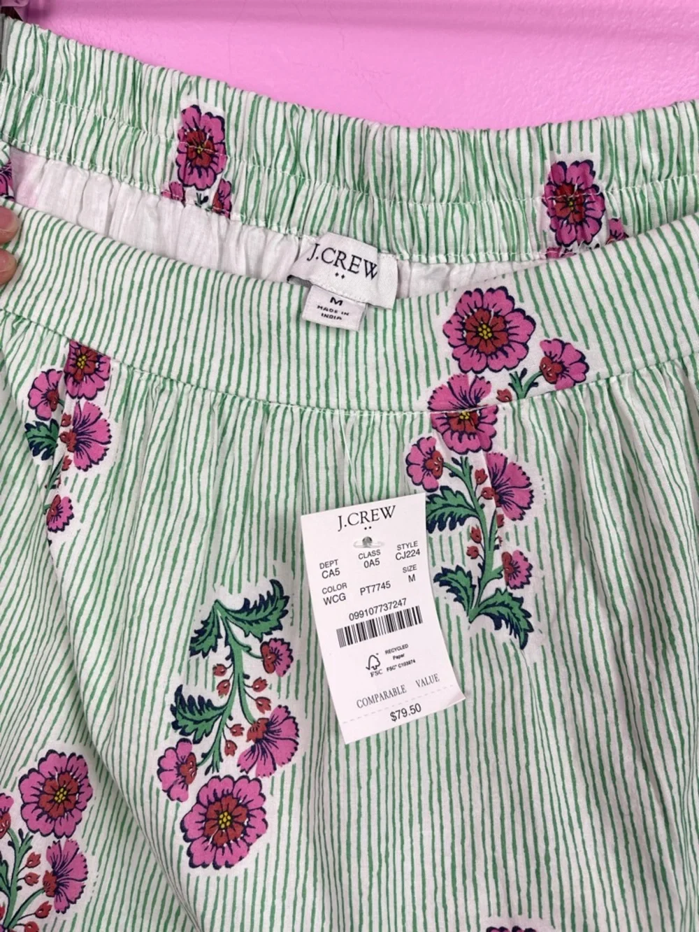J.Crew Tiered Mini Skirt Floral Stripe Cotton Elastic Waist Women’s Medium NWT - Picture 9 of 10